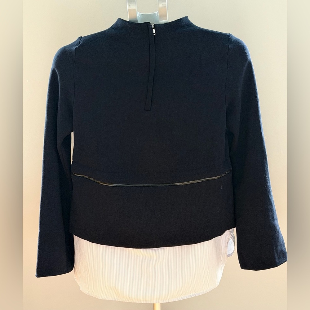 Zara Layered Zipper Blue White Blouse Top – XS - Picture 5 of 11